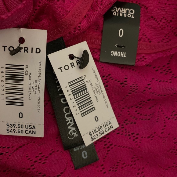 Torrid lingerie pink lace bandeau and thong - Picture 2 of 3